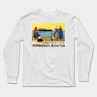 Antwerpen Amerika RED STAR LINE by Henri Cassiers c1899 Vintage Travel Wall Art Long Sleeve T-Shirt